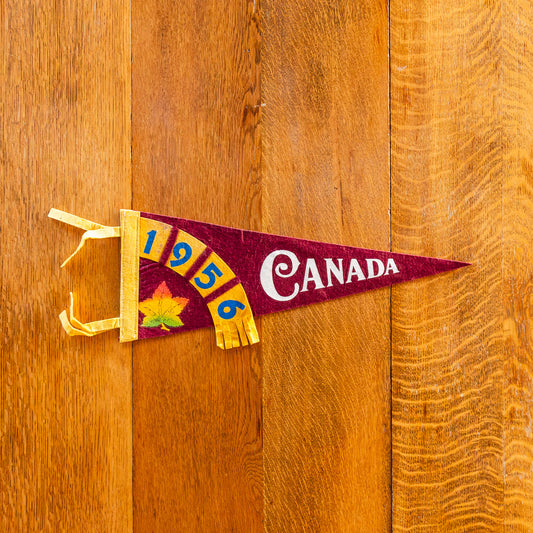 1956 Canada Felt Pennant | Vintage Maroon Gallery Wall Decor