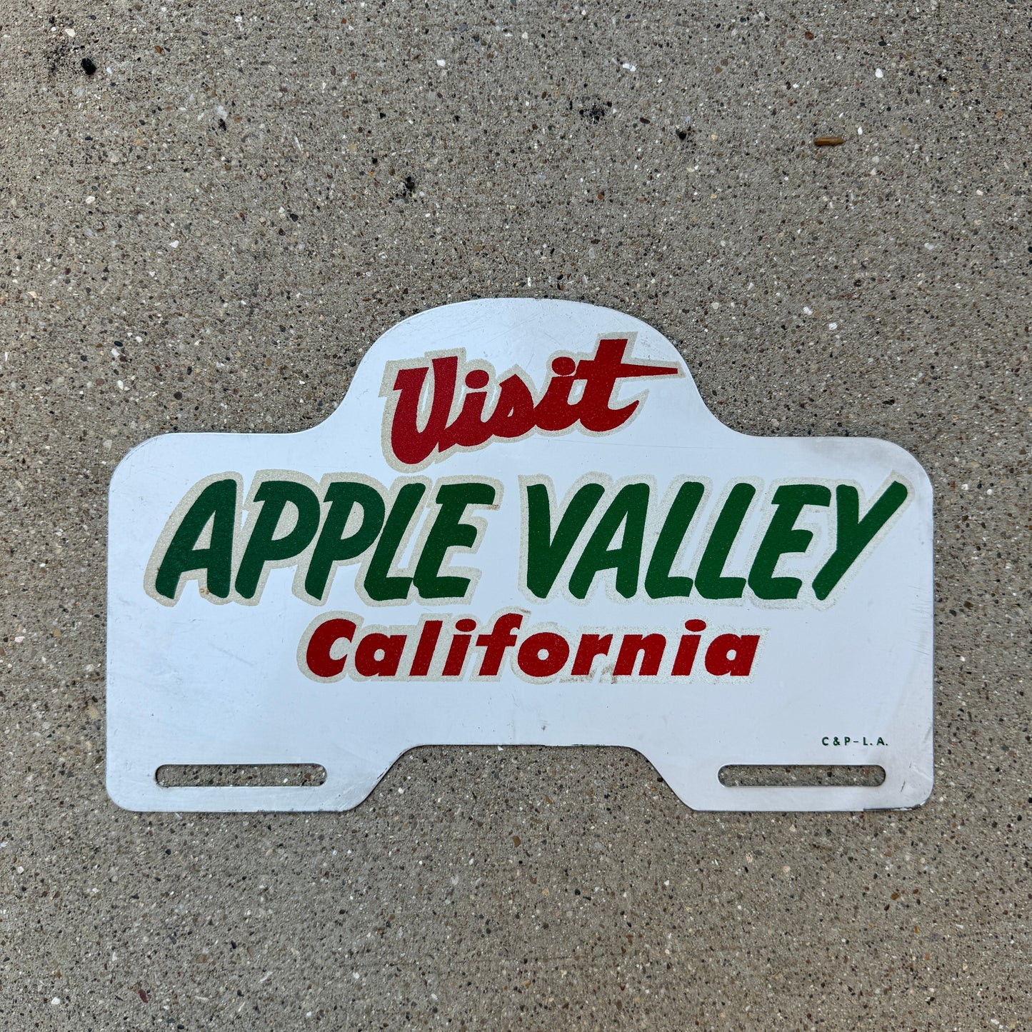 1960 Era Apple Valley California License Plate Topper Smaltz Los Angeles Area