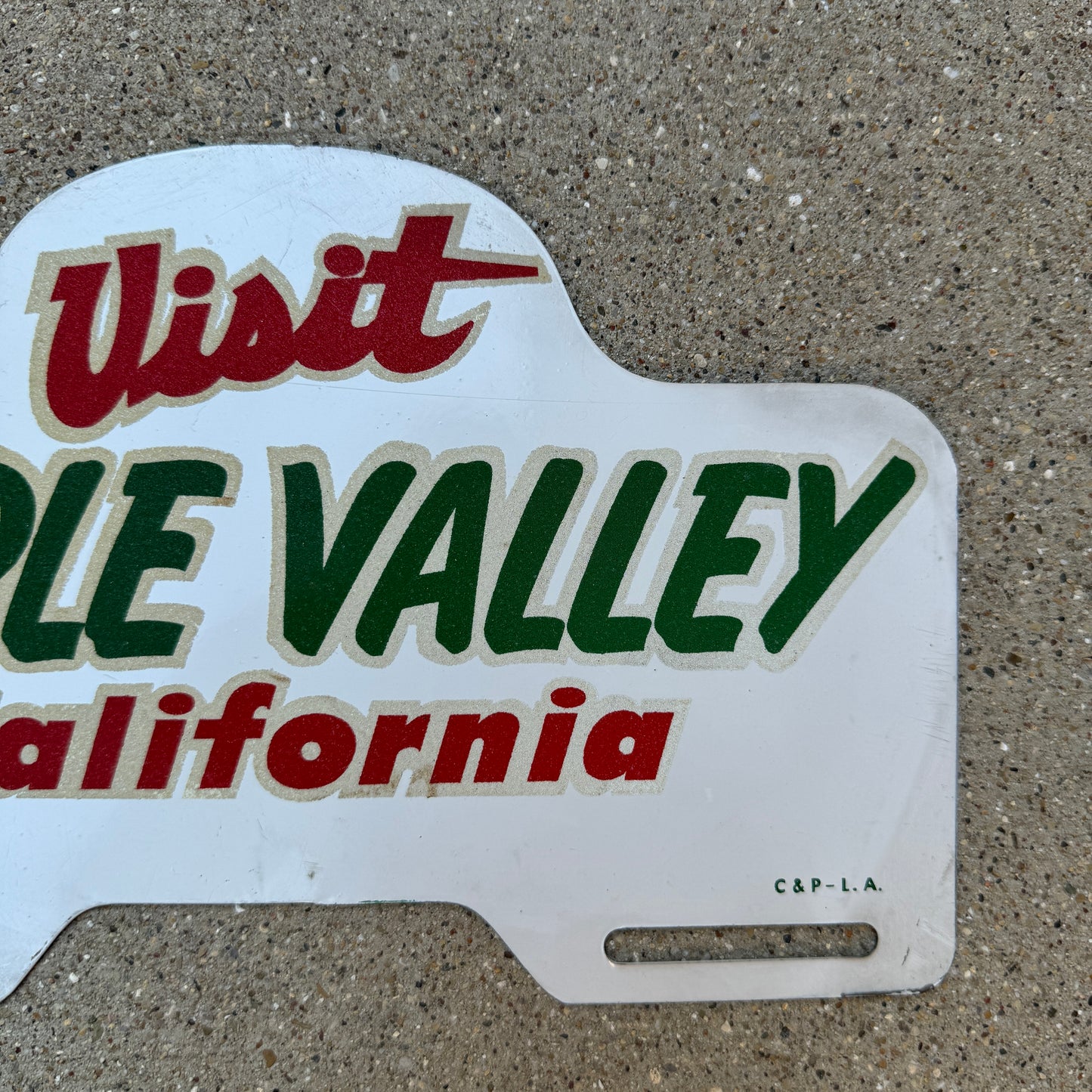 1960 Era Apple Valley California License Plate Topper Smaltz Los Angeles Area