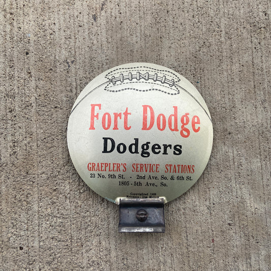 1960 Era Fort Dodge Iowa License Plate Topper with Basketball Graphic