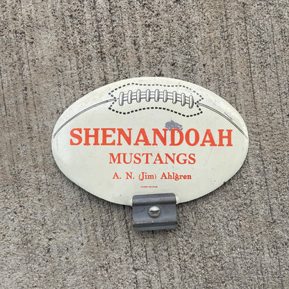 1960 Era Shenandoah Iowa License Plate Topper with Football Graphic