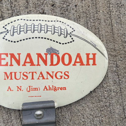 1960 Era Shenandoah Iowa License Plate Topper with Football Graphic