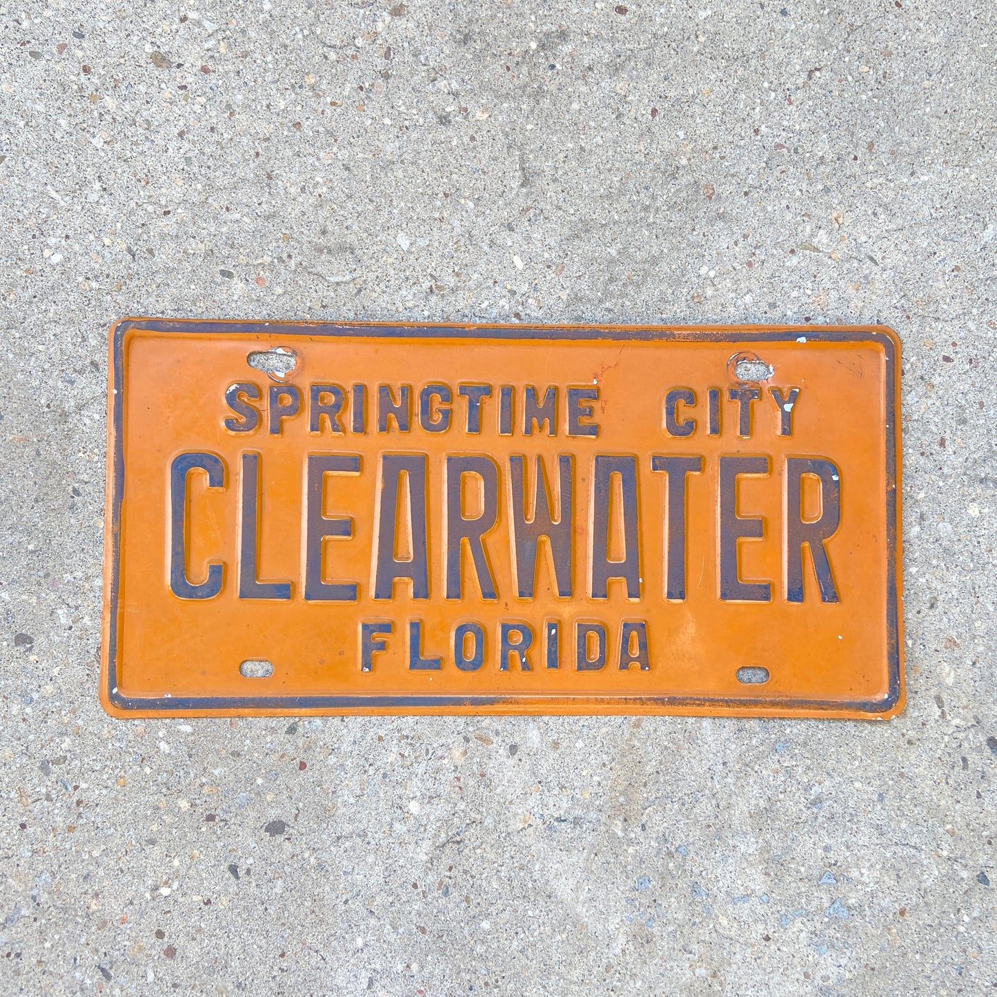 1960s Clearwater Florida License Plate Booster Orange Wall Decor