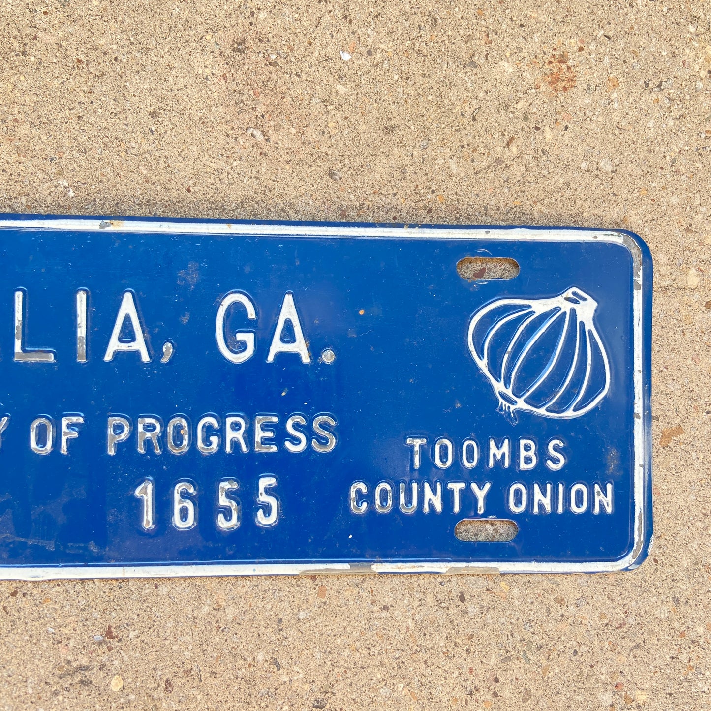 1960s Vidalia Georgia License Plate Topper Onion Kitchen Decor