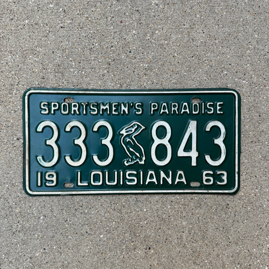 1963 Louisiana License Plate Vintage Green Pelican Wall Decor 333 843