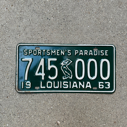 1963 Louisiana License Plate Vintage Green Pelican Wall Decor 745 000