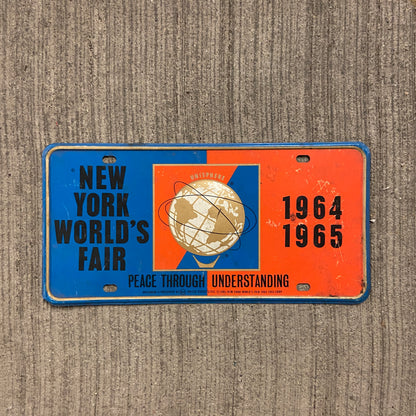 1964 New York World's Fair License Plate Unisphere Embossed Booster Plate