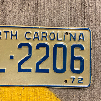 1972 North Carolina License Plate Vintage Blue Wall Decor