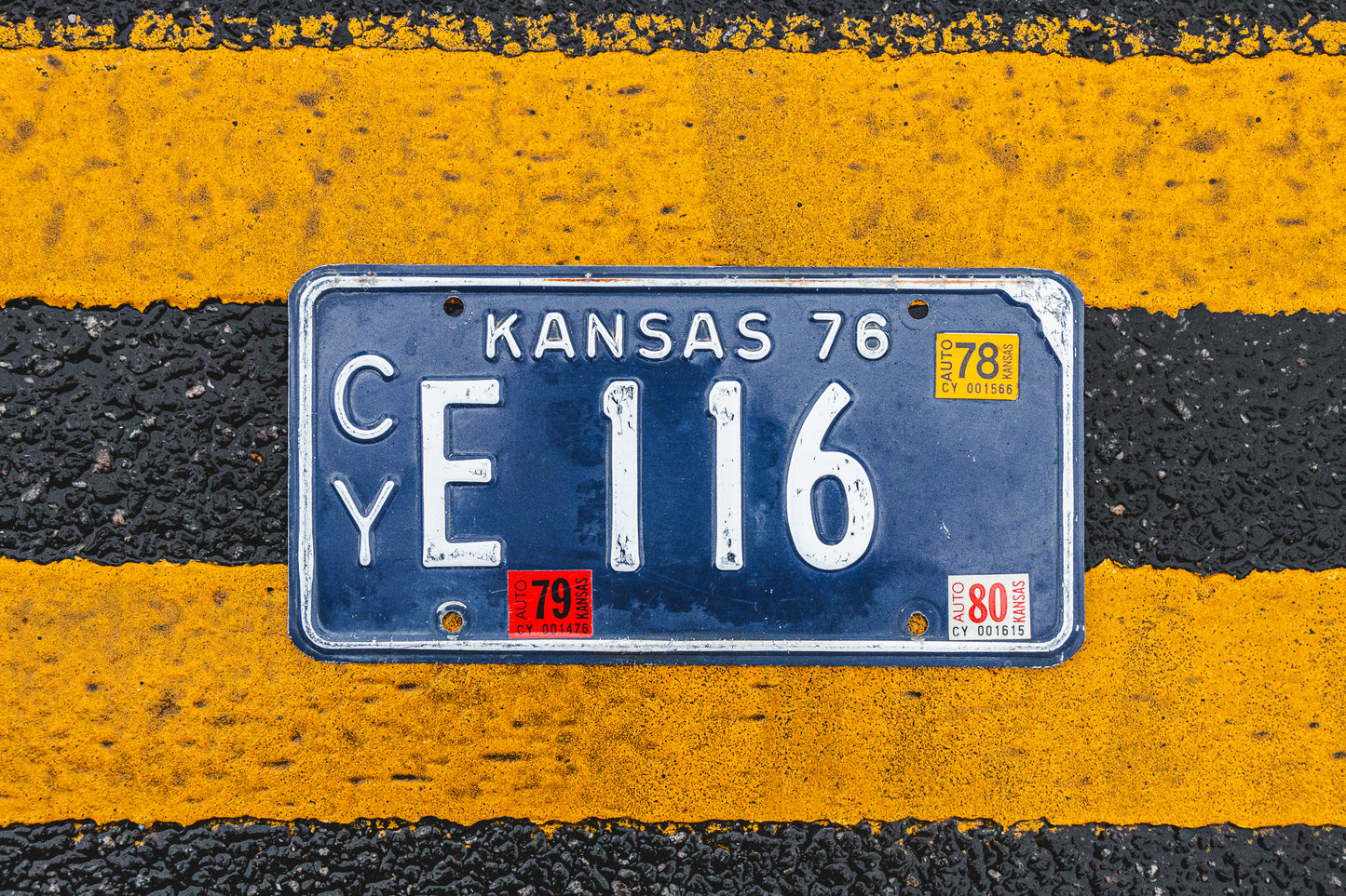 1976 Kansas License Plate Blue Vintage Wall Decor