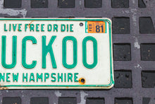 Load image into Gallery viewer, 1979 New Hampshire CUCKOO Vanity License Plate Crazy Bird
