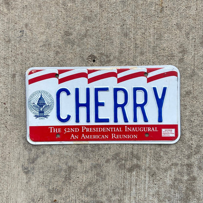 1993 Washington DC Clinton Presidential Inauguration License Plate CHERRY