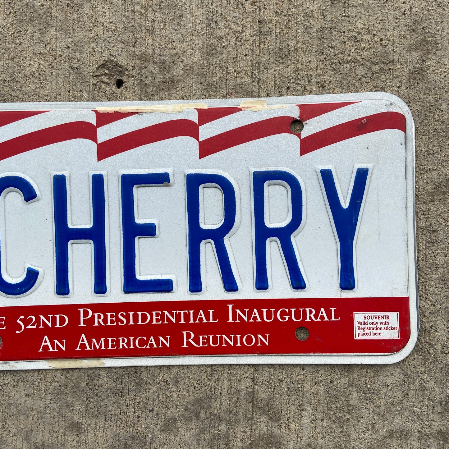 1993 Washington DC Clinton Presidential Inauguration License Plate CHERRY