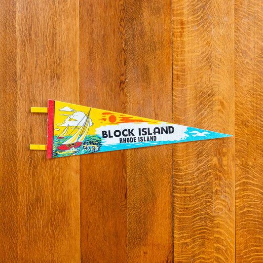 Block Island Rhode Island Felt Pennant | Vintage Retro Wall Decor