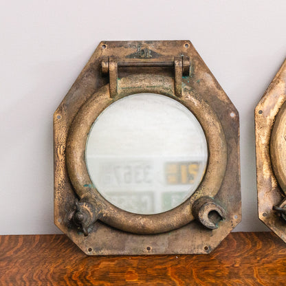 Pair of Brass Portholes Antique Nautical Wall Decor