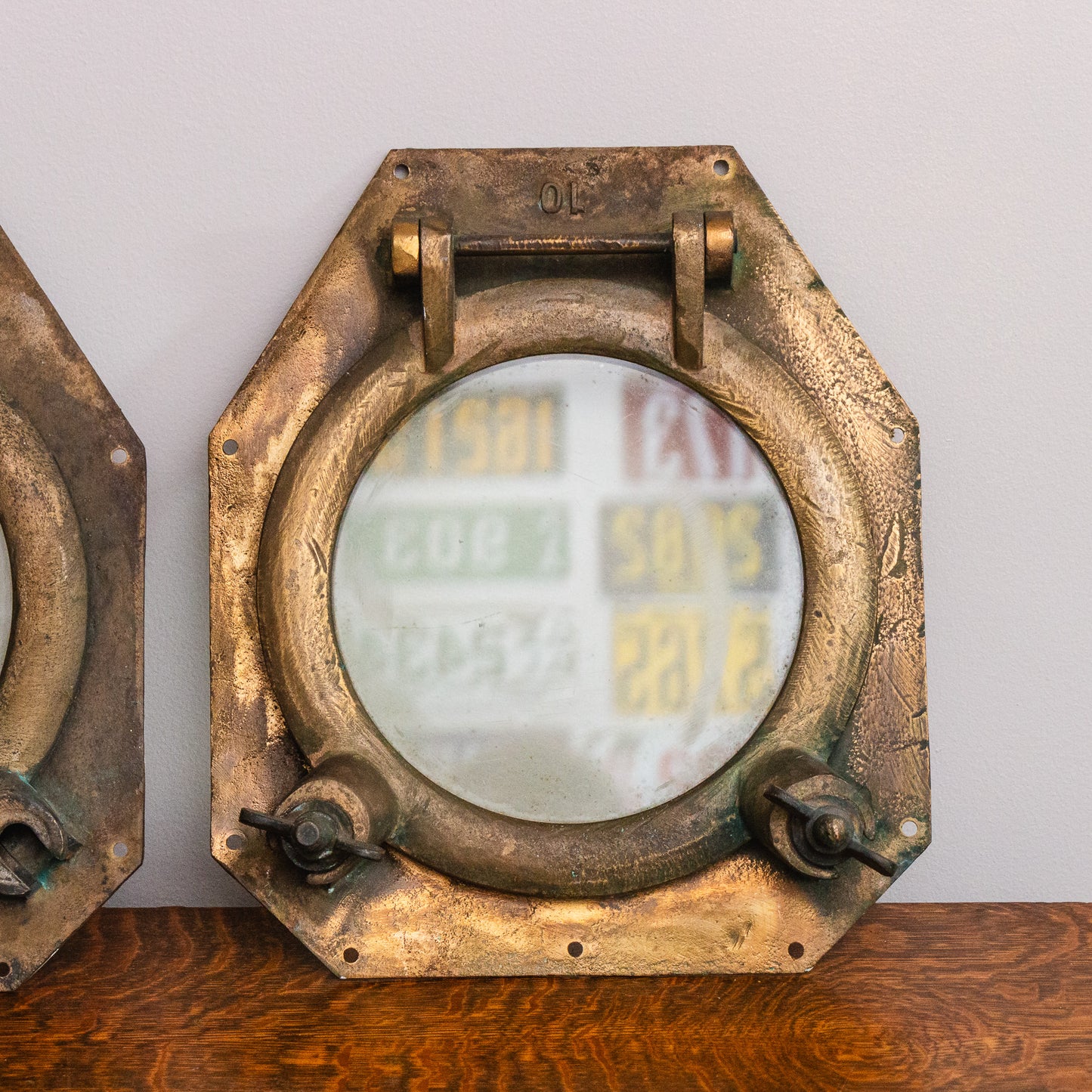 Pair of Brass Portholes Antique Nautical Wall Decor