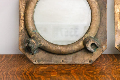 Pair of Brass Portholes Antique Nautical Wall Decor