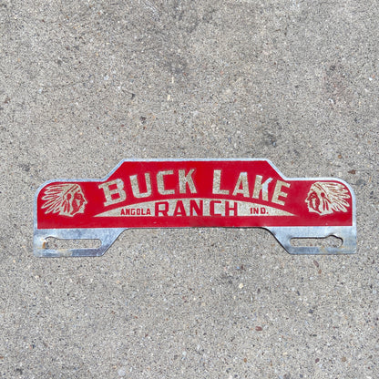 1950s Buck Lake Ranch Angola Indiana License Plate Native American Graphics