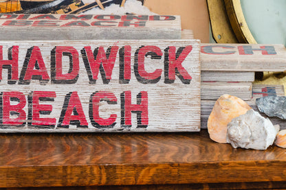 Chadwick Beach New Jersey Vintage Painted Wood Sign | Nautical Decor
