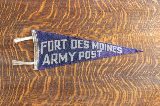 Fort Des Moines Army Post Felt Pennant | Vintage Military Wall Decor