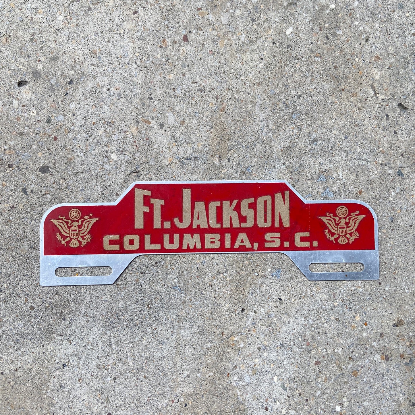 1960s Era Ft Jackson South Carolina License Plate Topper