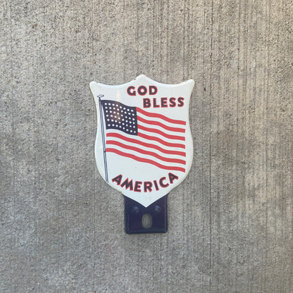 1950s Era God Bless America License Plate Topper USA Americana American Flag US