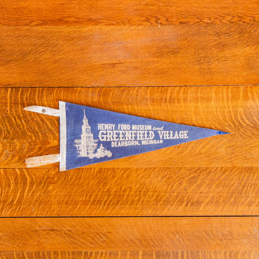 Greenfield Village Michigan Felt Pennant | Vintage Blue Wall Decor