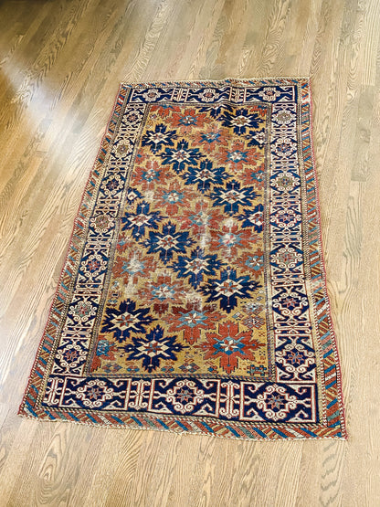 1880s Hand Knotted Kuba Azerbaijan Rug Antique