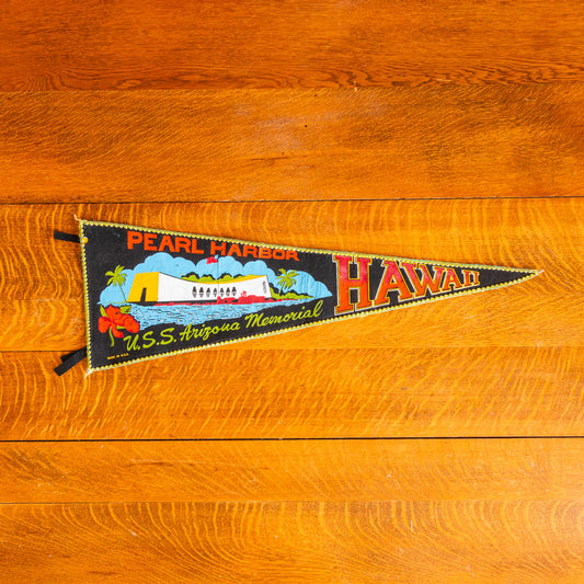 Pearl Harbor Hawaii Felt Pennant | Vintage Black Wall Decor