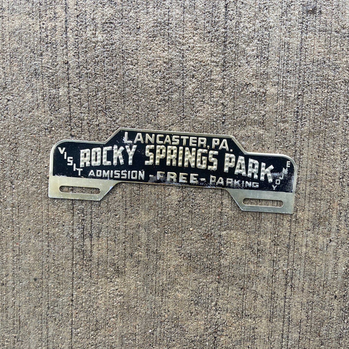 1950 Era Rocky Springs Park Lancaster Pennsylvania License Plate Topper