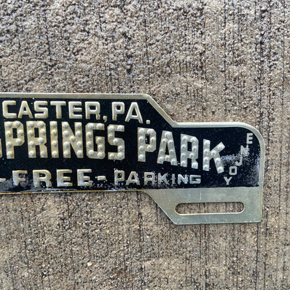1950 Era Rocky Springs Park Lancaster Pennsylvania License Plate Topper