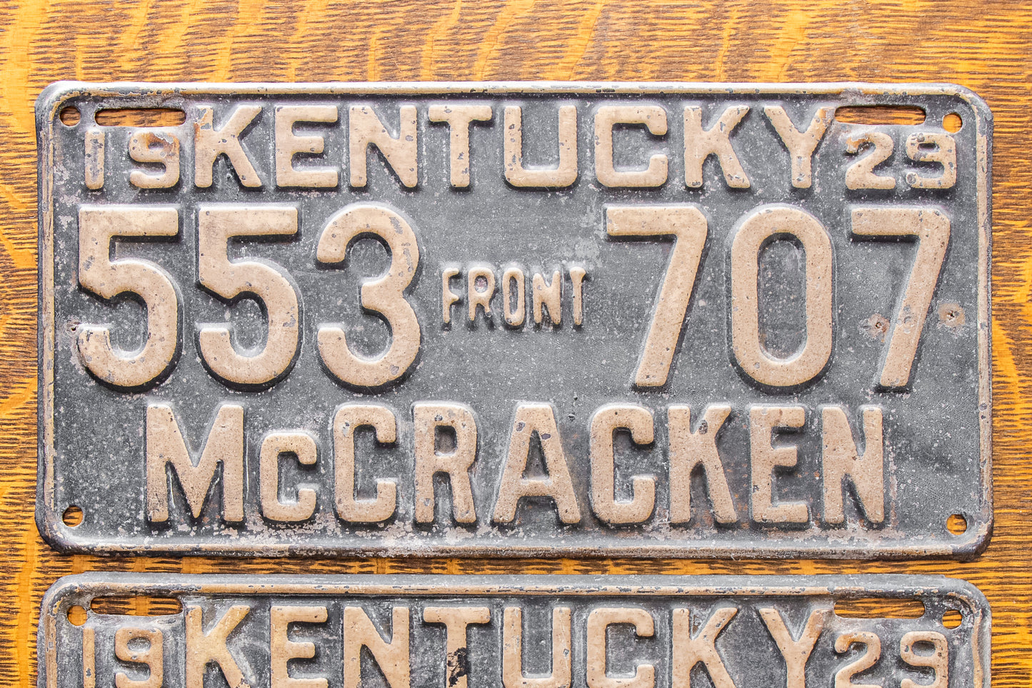 1929 Kentucky License Plate Pair Vintage YOM DMV Clear