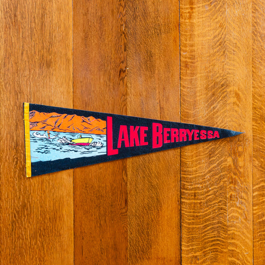 Lake Berryessa CA Felt Pennant Vintage Black Gallery Wall Decor