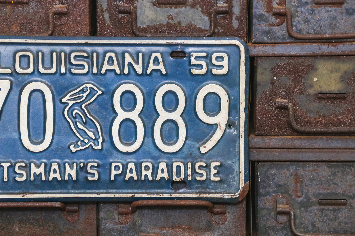 1959 Louisiana License Plate Vintage Blue Pelican Wall Decor 570889