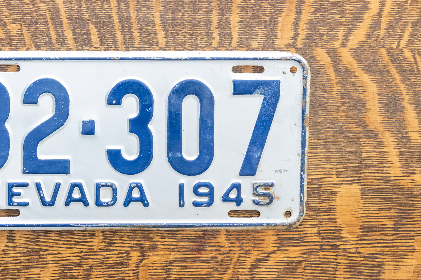 1945 Nevada License Plate Vintage Silver Auto Decor