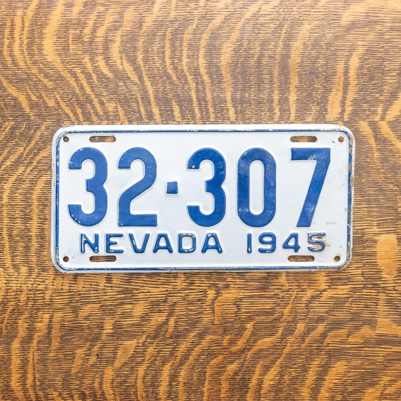 1945 Nevada License Plate Vintage Silver Auto Decor