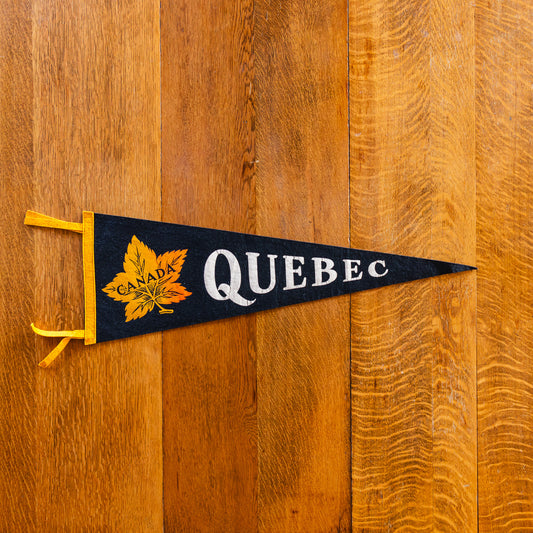 Quebec Canada Felt Pennant | Vintage Black Gallery Wall Decor