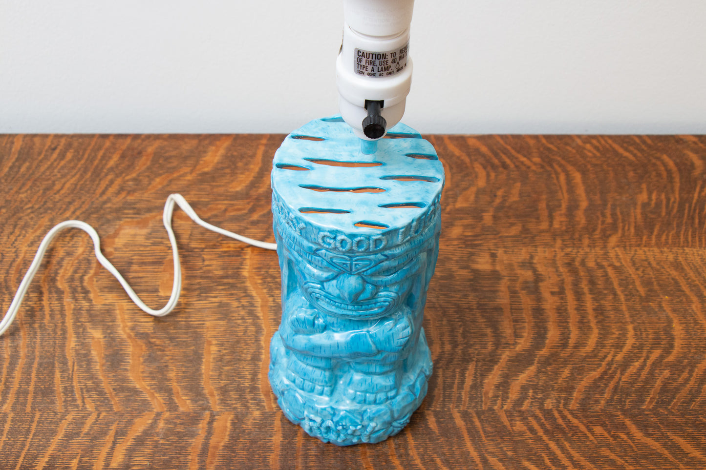 Roxy Quiksilver Blue Tiki Lamp | Vintage Retro Tropical Bar Decor