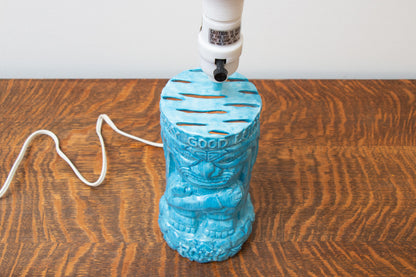 Roxy Quiksilver Blue Tiki Lamp | Vintage Retro Tropical Bar Decor