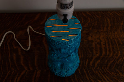 Roxy Quiksilver Blue Tiki Lamp | Vintage Retro Tropical Bar Decor