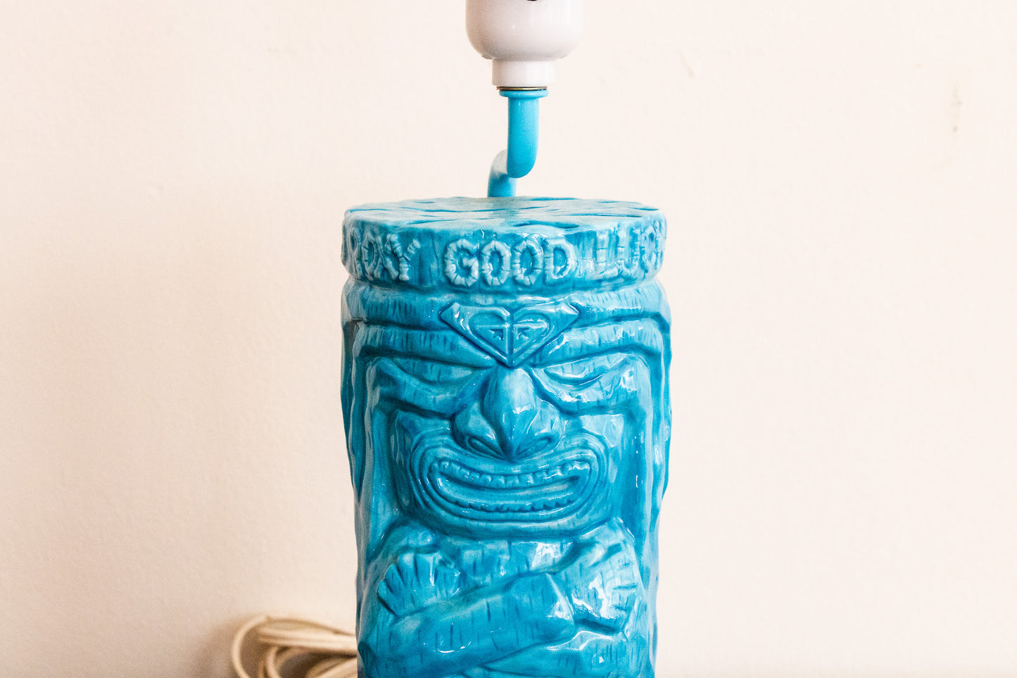 Roxy Quiksilver Blue Tiki Lamp | Vintage Retro Tropical Bar Decor
