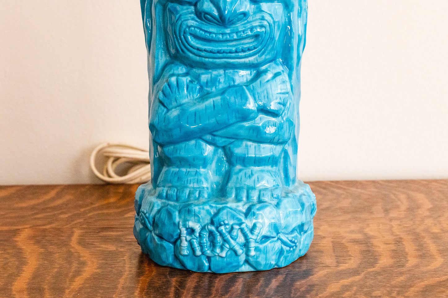 Roxy Quiksilver Blue Tiki Lamp | Vintage Retro Tropical Bar Decor