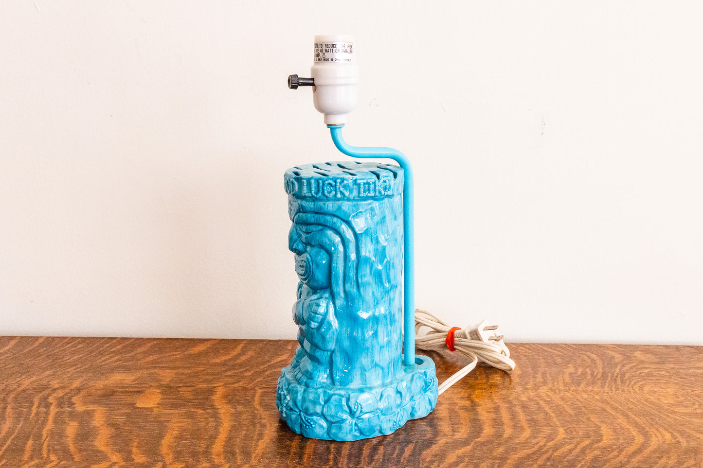 Roxy Quiksilver Blue Tiki Lamp | Vintage Retro Tropical Bar Decor