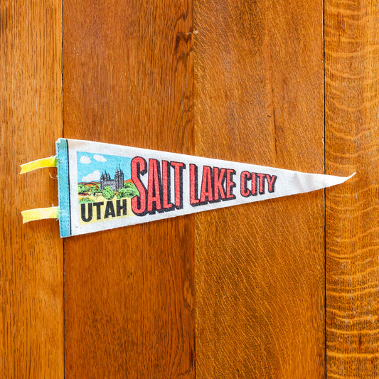 Salt Lake City Utah Felt Pennant | Vintage White Wall Decor