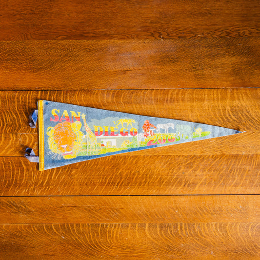 San Diego Zoo Felt Pennant | Vintage California Gallery Wall Decor