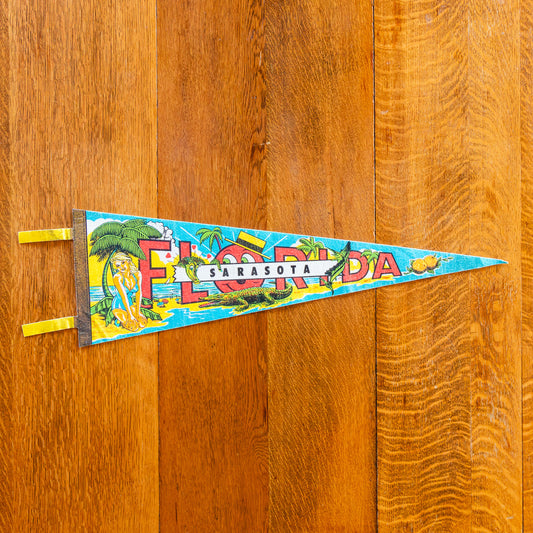 Sarasota Florida Retro Felt Pennant | Vintage FL Wall Decor