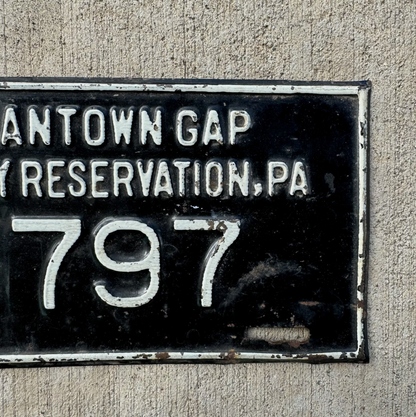 1930s Era Indiantown Gap Pennsylvania License Plate Topper Military Fort Reserve 1797