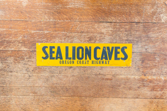 Vintage Sea Lion Caves Oregon Coast Highway Bumper Sign