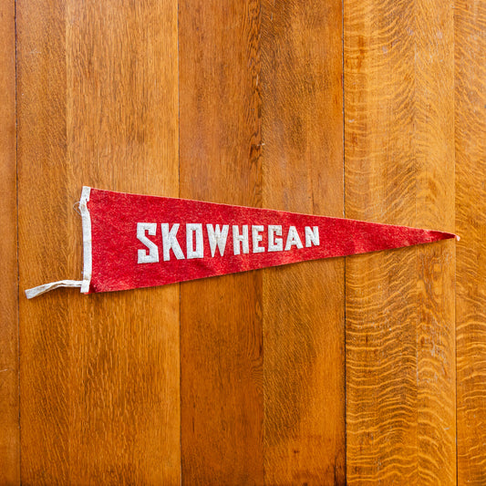 Skowhegan Maine Felt Pennant Vintage Red Wall Decor