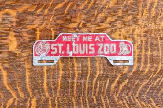 Vintage St. Louis Zoo Smaltz License Plate Topper Red Missouri