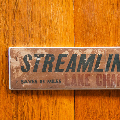 Lake Champlain Streamline Ferry Cardstock Sign Ephemera